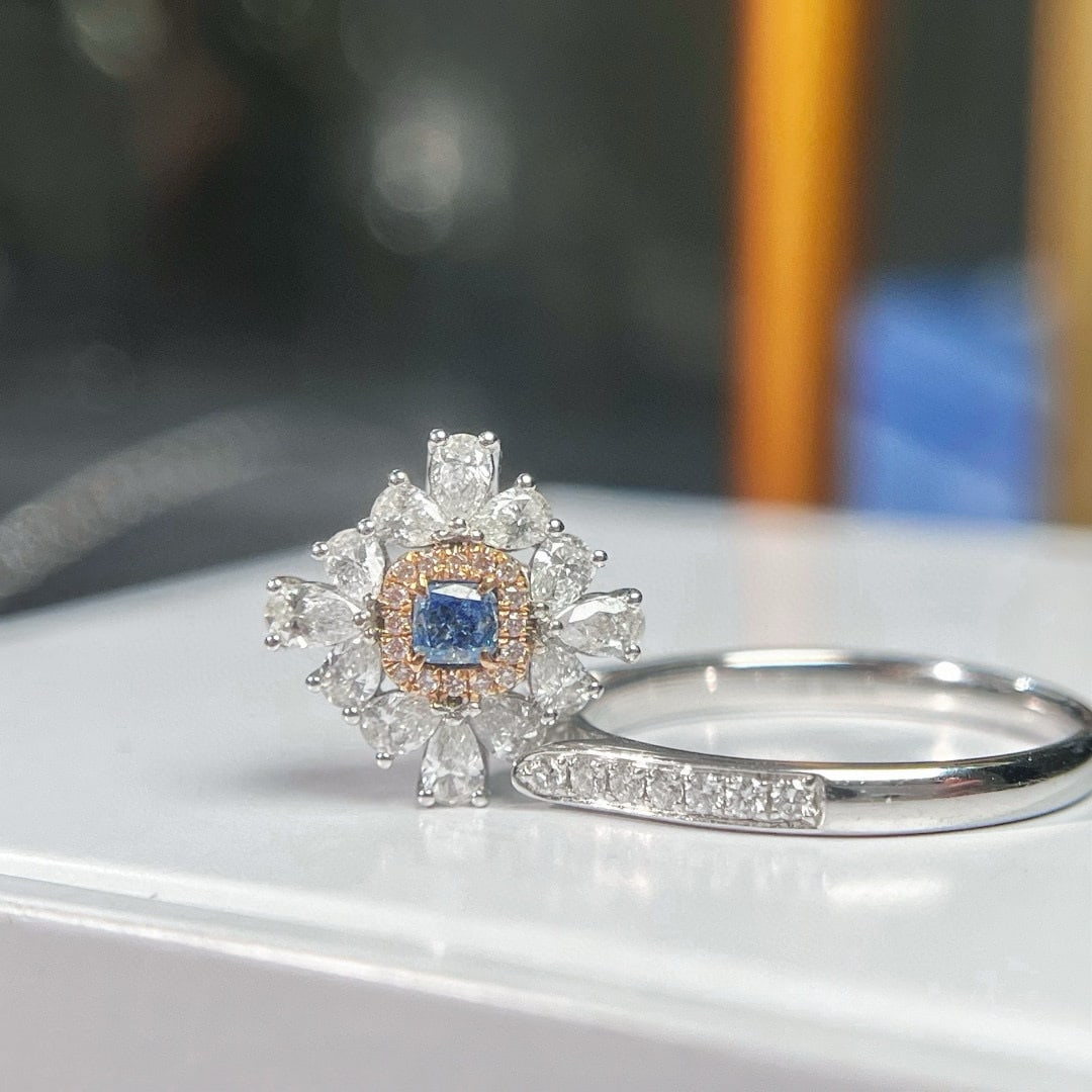 14k Gold 1.01 Ctw Natural Blue Diamond & Diamond Ring/pendant( Without Chain ) - 3