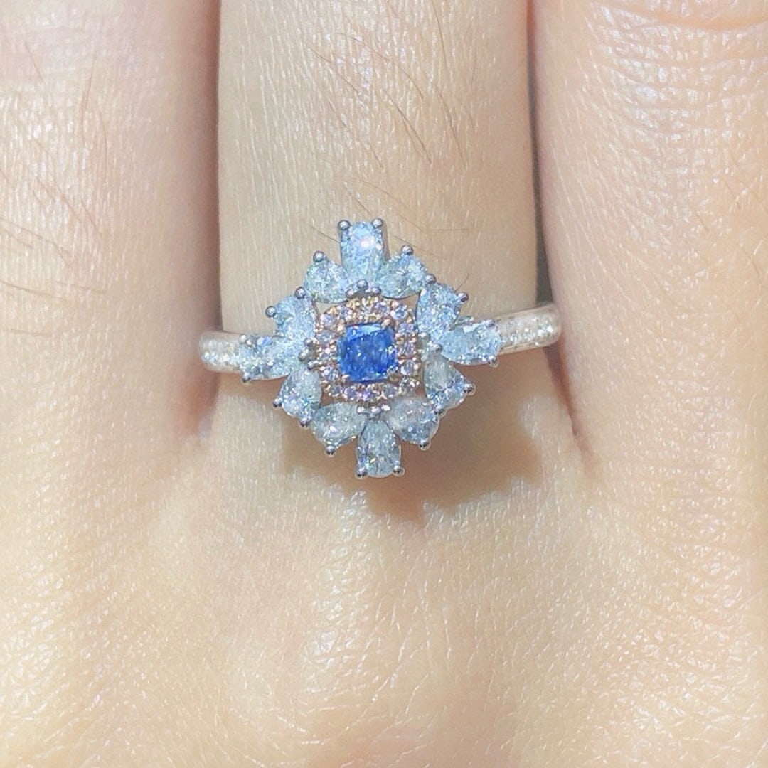 14k Gold 1.01 Ctw Natural Blue Diamond & Diamond Ring/pendant( Without Chain ) - 4