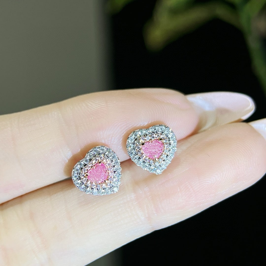 14k Gold 1.56 Ctw Natural Pink Diamond & Diamond Jewelry Set - 3