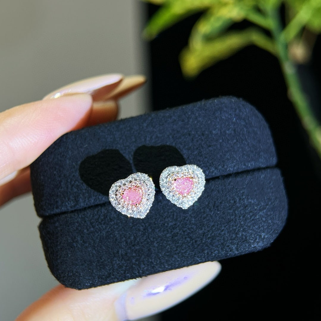 14k Gold 1.56 Ctw Natural Pink Diamond & Diamond Jewelry Set - 4