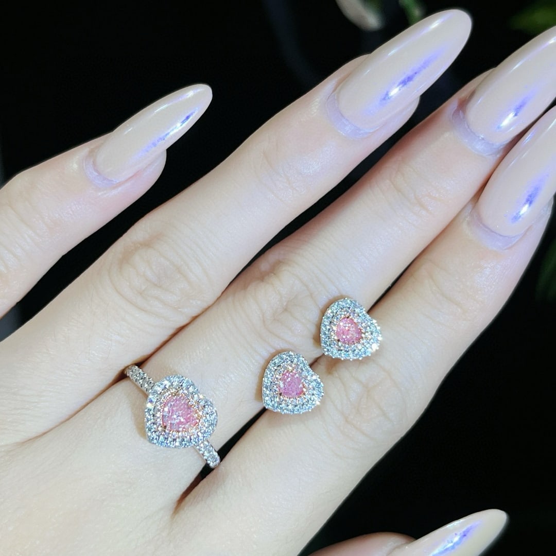 14k Gold 1.56 Ctw Natural Pink Diamond & Diamond Jewelry Set - 6