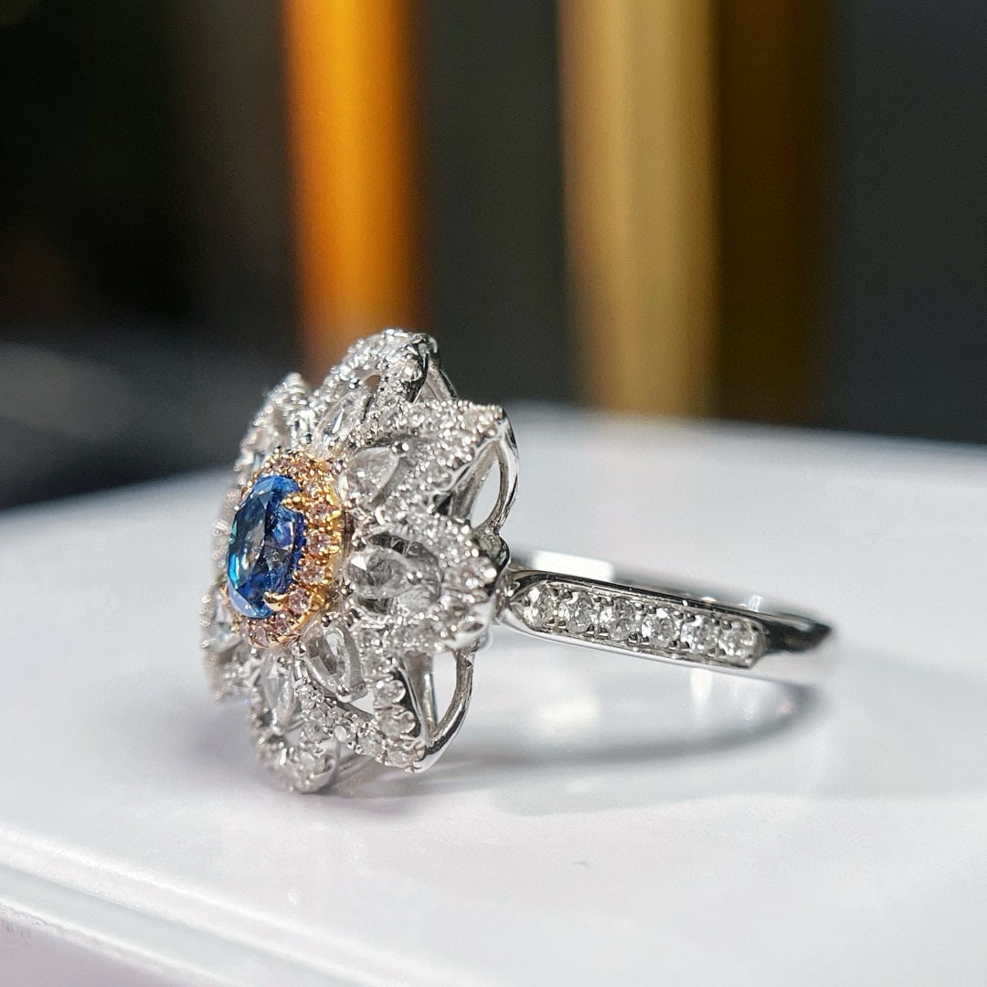14k Gold 1.06 Ctw Natural Blue Diamond & Diamond Ring/pendant( Without Chain ) - 2