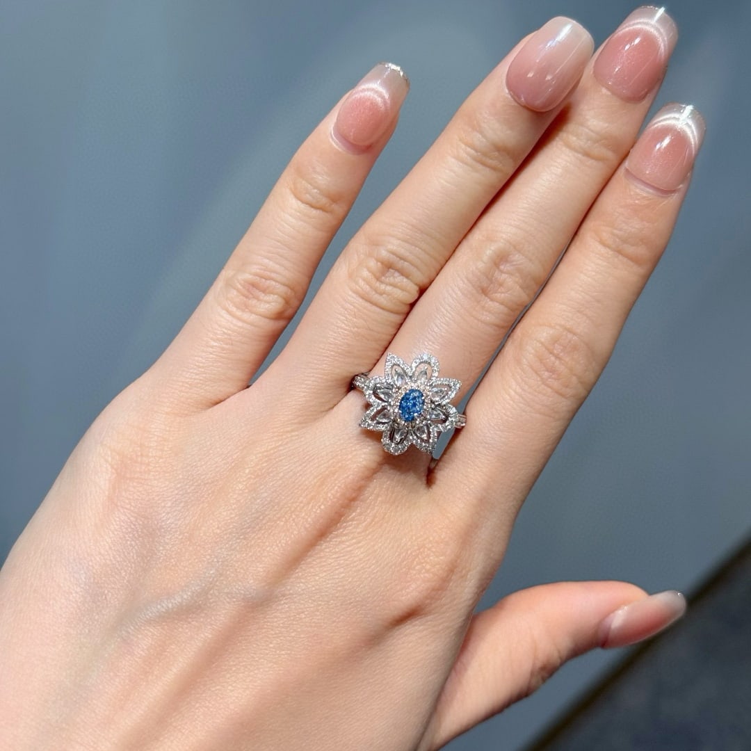 14k Gold 1.06 Ctw Natural Blue Diamond & Diamond Ring/pendant( Without Chain ) - 4
