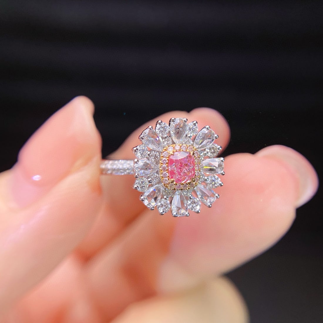 Gia Certified 14k Gold 1.06 Ctw Natural Pink Diamond & Diamond Ring - 2
