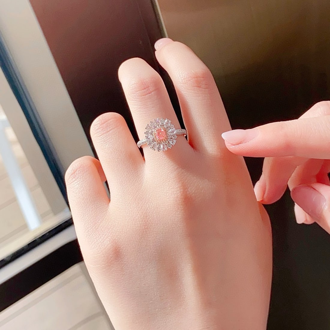 Gia Certified 14k Gold 1.06 Ctw Natural Pink Diamond & Diamond Ring - 4