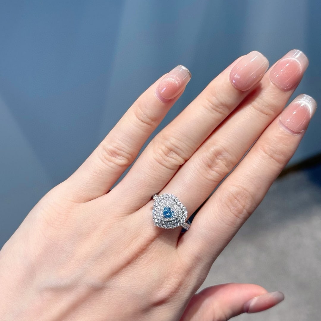 14k Gold 1.07 Ctw Natural Blue Diamond & Diamond Ring/pendant( Without Chain ) - 4