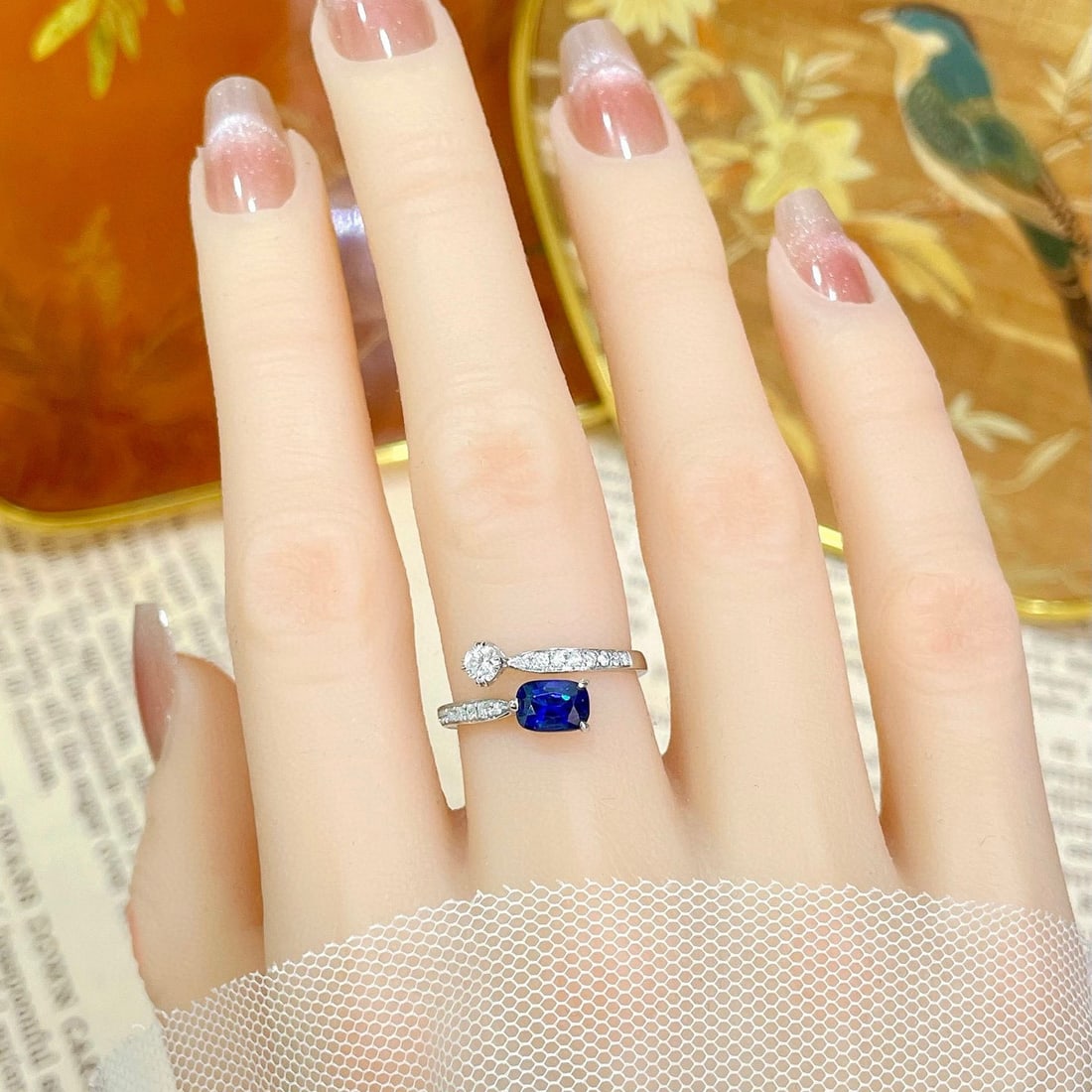 14k Gold 1.03 Ctw Natural Sapphire & Diamond Ring - 5
