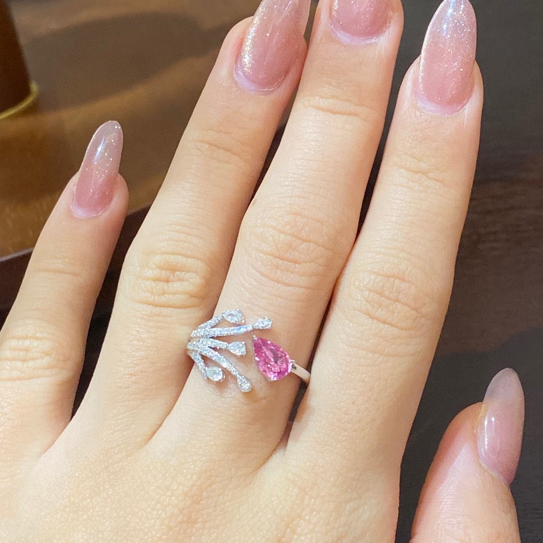 14k Gold 1.16 Ctw Natural Padparadscha Sapphire & Diamond Ring - 5