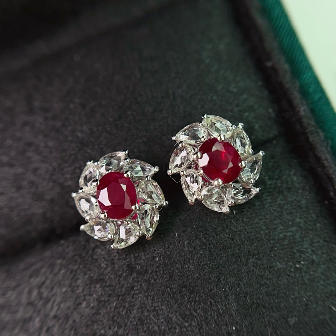 14k Gold 1.00 Ct Natural Ruby & Sapphire Earrings - 2