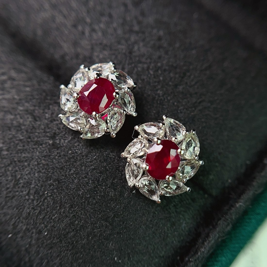 14k Gold 1.00 Ct Natural Ruby & Sapphire Earrings - 3
