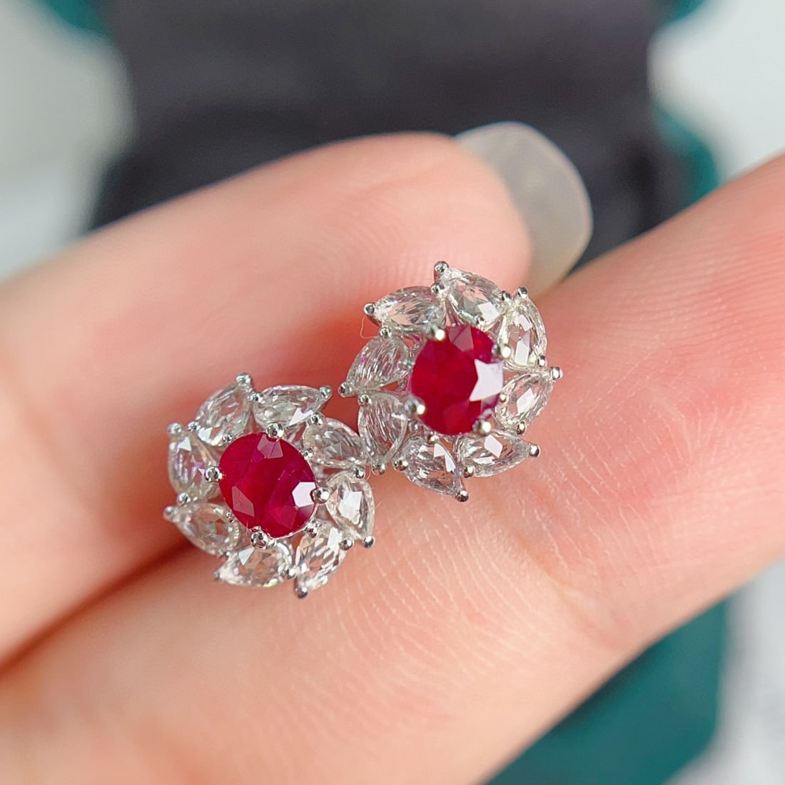 14k Gold 1.00 Ct Natural Ruby & Sapphire Earrings - 5