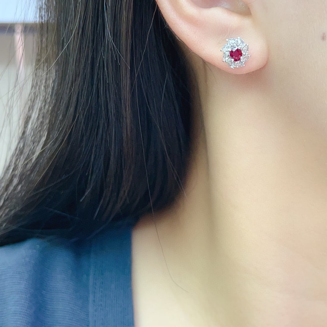 14k Gold 1.00 Ct Natural Ruby & Sapphire Earrings - 6