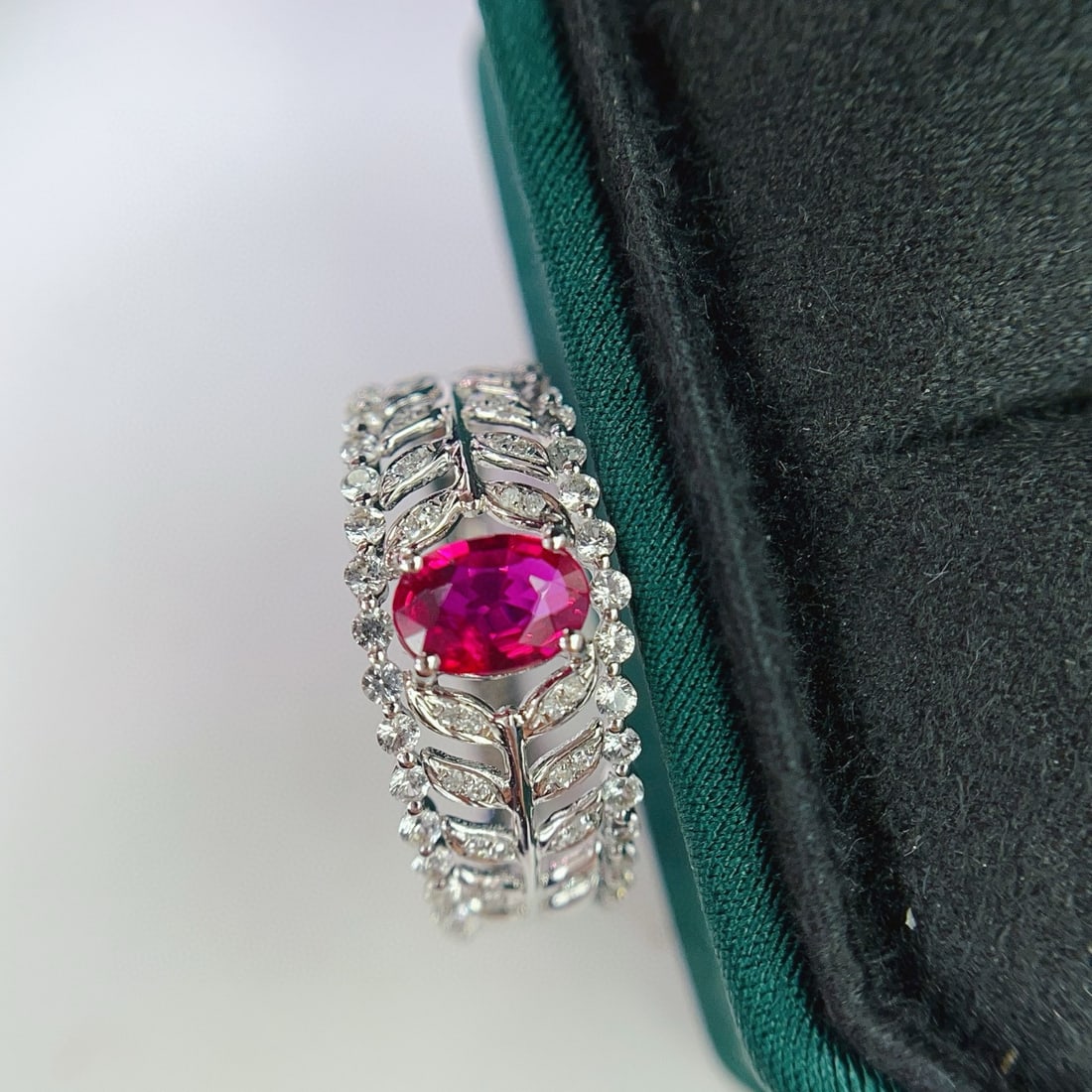 14k Gold 0.65 Ct Natural Ruby & Diamond & Sapphire Ring - 5