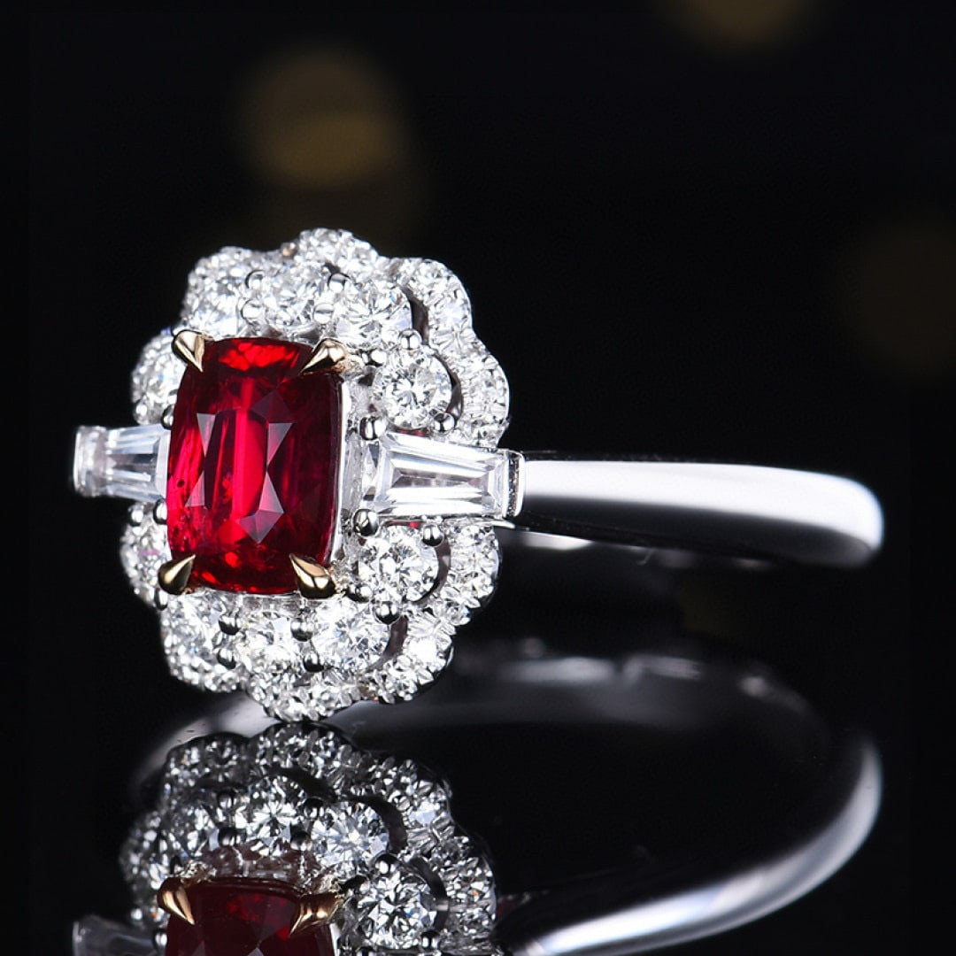 14k Gold 1.36 Ctw Natural Ruby & Diamond Ring - 2
