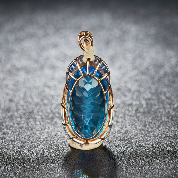 14k Gold 25.46 Ct Natural Topaz & Diamond Pendant( Without Chain ) - 5