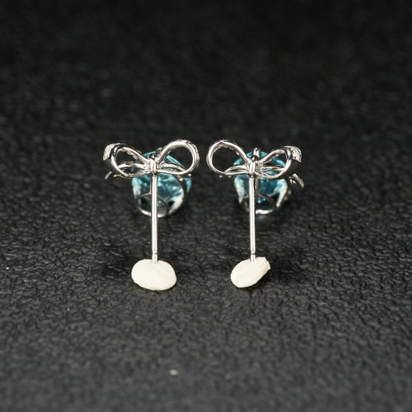 14k Gold 3.5 Ct Natural Aquamarine & Diamond Earrings - 5