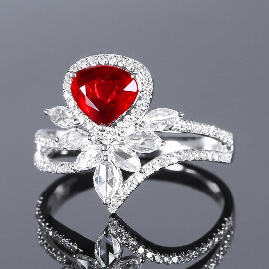 14k Gold 1.48 Ctw Natural Ruby & Diamond Ring - 2