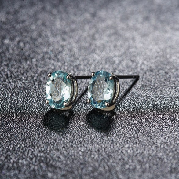 14k Gold 2.19 Ct Natural Aquamarine Earrings - 2