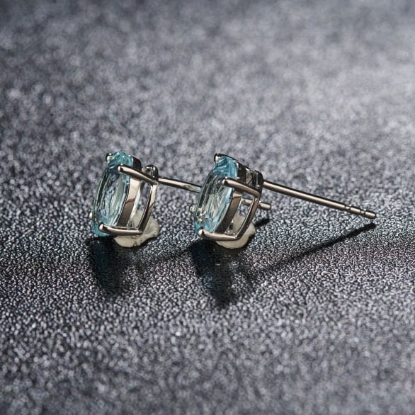 14k Gold 2.19 Ct Natural Aquamarine Earrings - 3