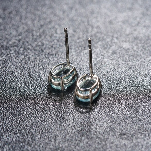 14k Gold 2.19 Ct Natural Aquamarine Earrings - 6