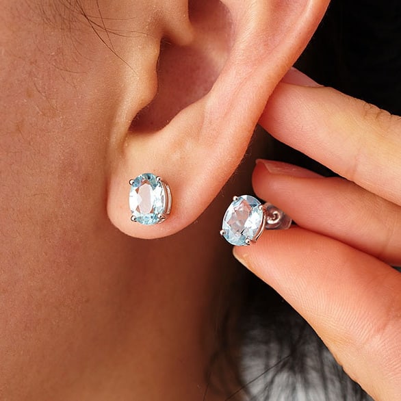 14k Gold 2.19 Ct Natural Aquamarine Earrings - 8