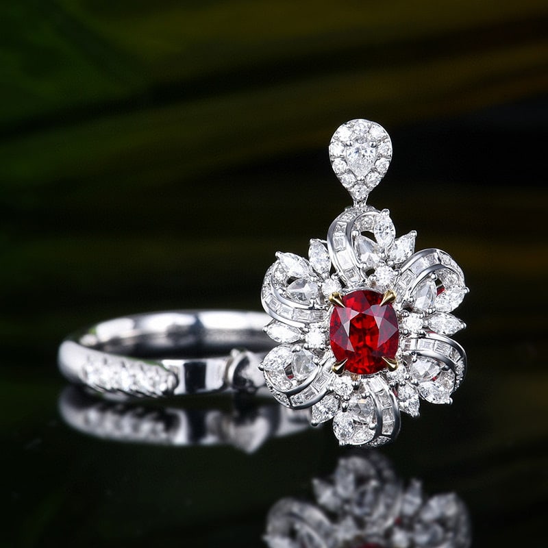 14k Gold 2.02 Ctw Natural Ruby & Diamond Ring/pendant( Without Chain ) - 4