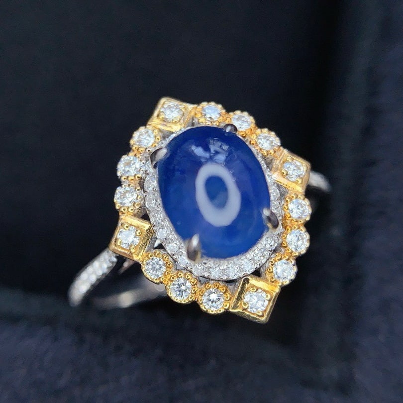 14k Gold 2.75 Ct Natural Star Sapphire & Diamond Ring - 2