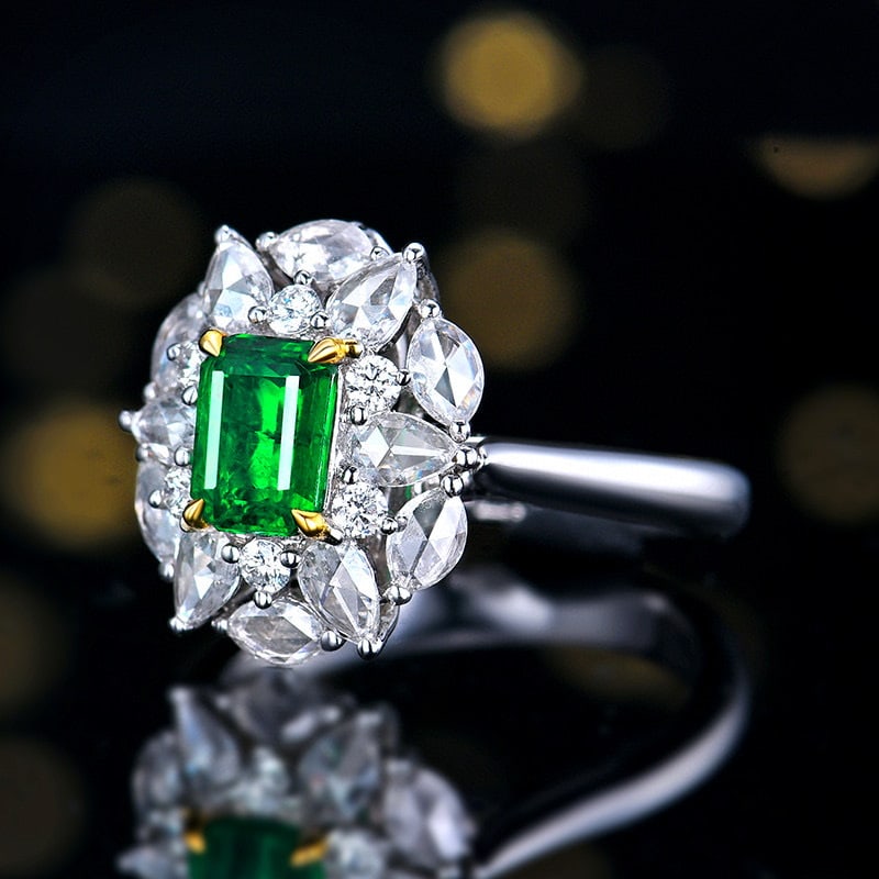 14k Gold 1.87 Ctw Vivid Green Natural Emerald & Diamond Ring/pendant( Without Chain ) - 2