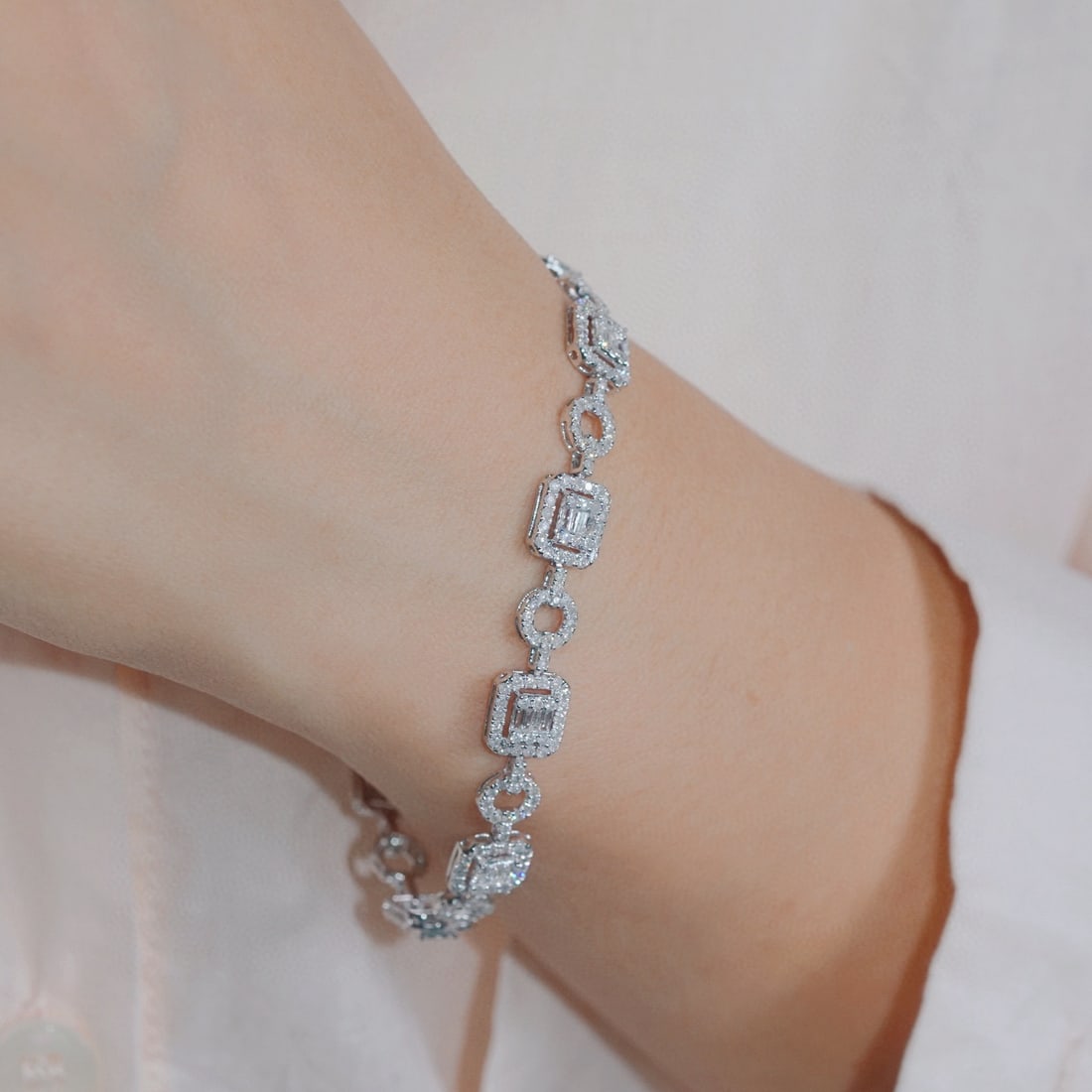14k Gold 3.50 Ct Natural H Diamond Bracelet - 4
