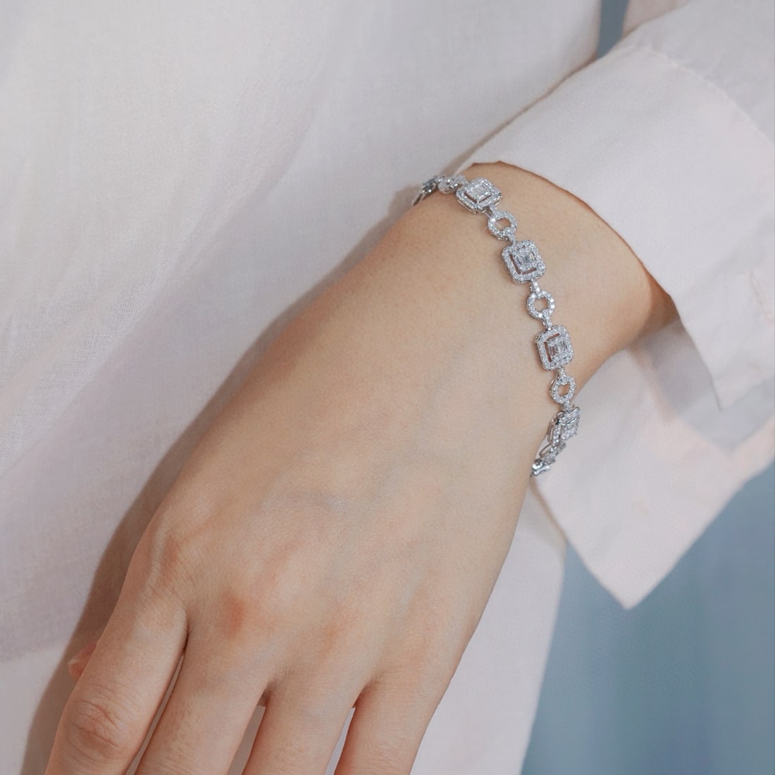 14k Gold 3.50 Ct Natural H Diamond Bracelet - 6