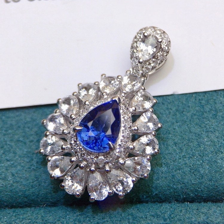 14k Gold 2.75 Ctw Natural Sapphire & Sapphire Pendant( Without Chain ) - 2
