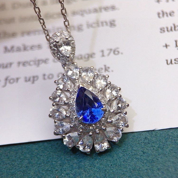 14k Gold 2.75 Ctw Natural Sapphire & Sapphire Pendant( Without Chain ) - 3
