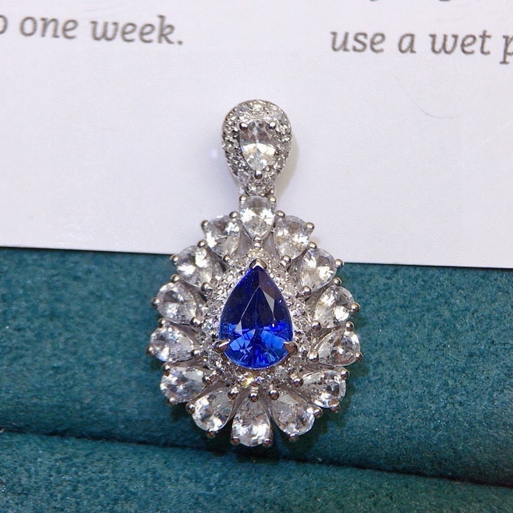 14k Gold 2.75 Ctw Natural Sapphire & Sapphire Pendant( Without Chain ) - 5