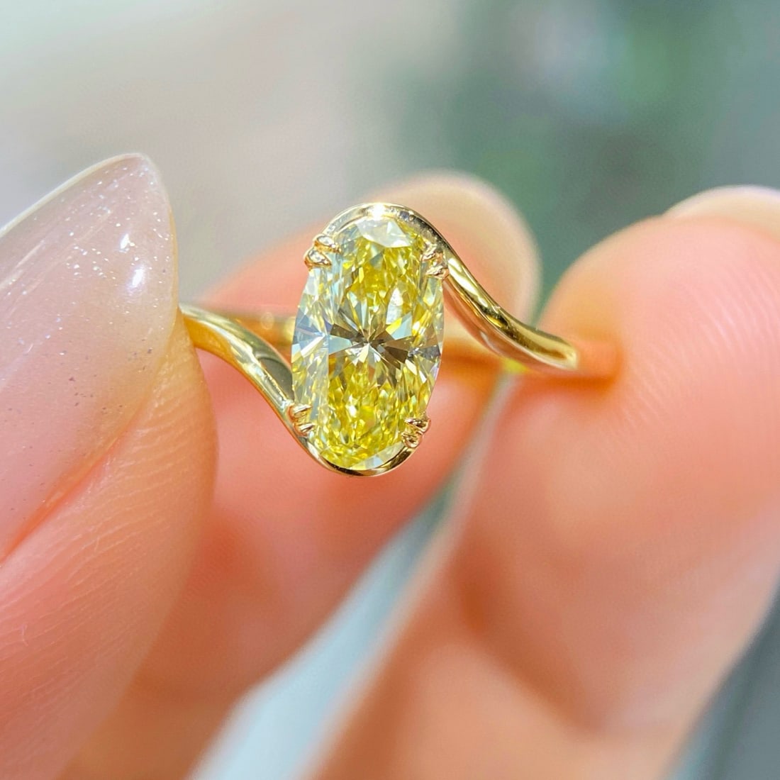 Gia Certified 14k Gold 0.98 Ct Natural Yellow Diamond Ring - 3