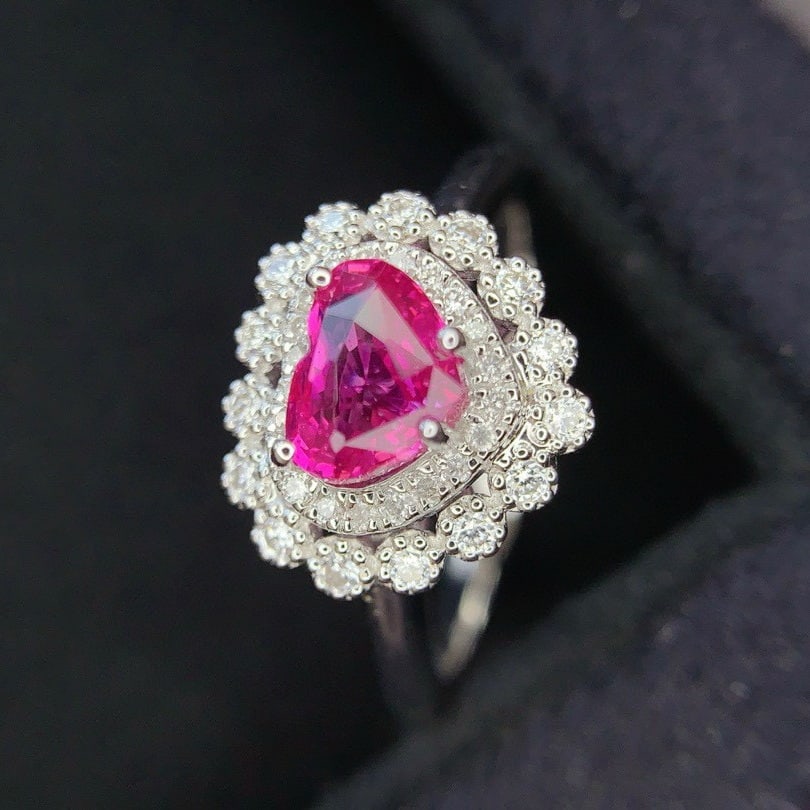 14k Gold 1.0 Ct Natural Sapphire & Diamond Ring - 4