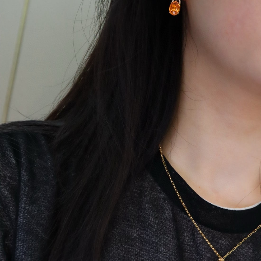 14k Gold 5.10 Ctw Natural Spessartine & Diamond Earrings - 5