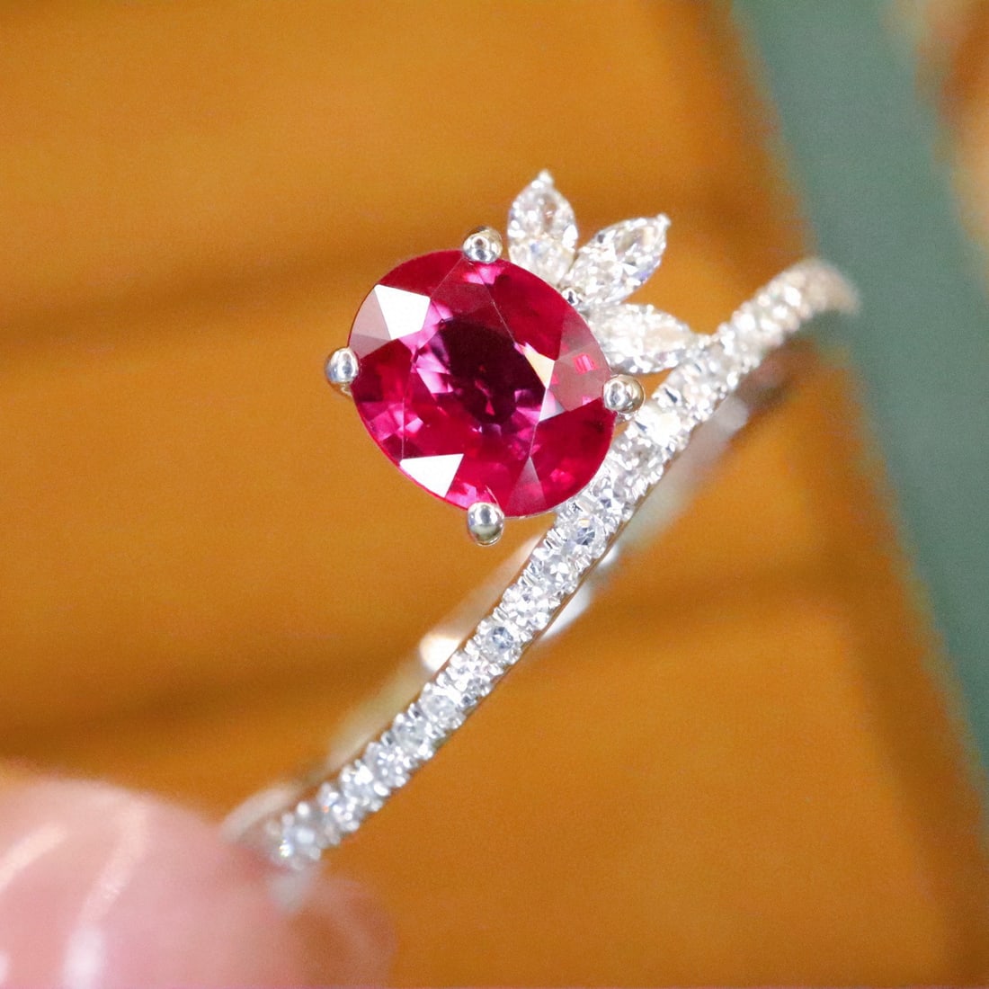 14k Gold 0.64 Ctw Natural Ruby & Diamond Ring - 3