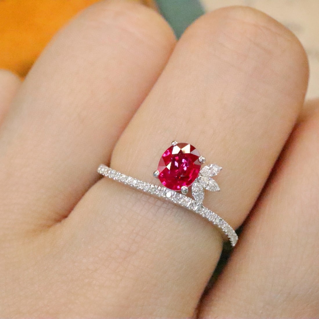 14k Gold 0.64 Ctw Natural Ruby & Diamond Ring - 5