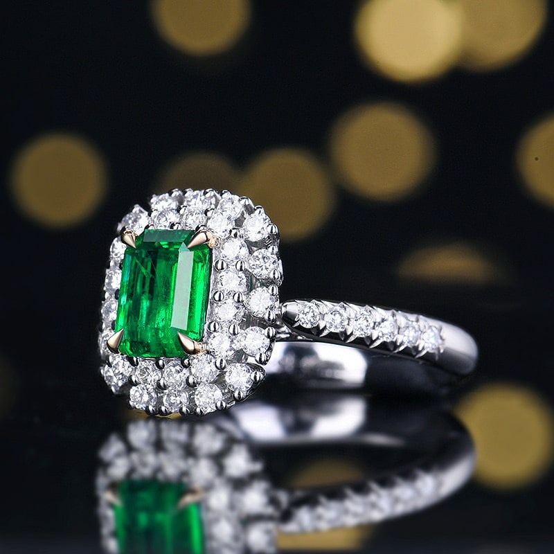 14k Gold 1.77 Ctw Vivid Green Natural Emerald & Diamond Ring/pendant( Without Chain ) - 2