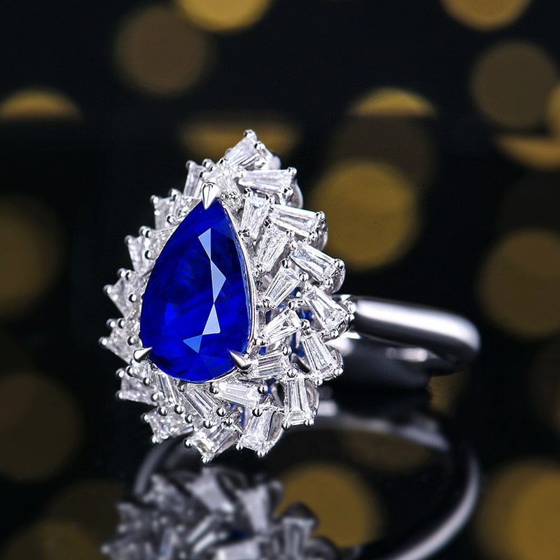 14k Gold 3.93 Ctw Natural Sapphire & Diamond Ring/pendant( Without Chain ) - 2