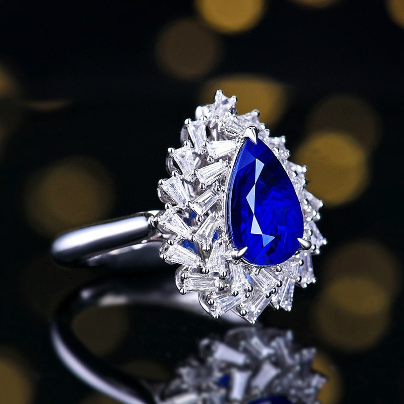 14k Gold 3.93 Ctw Natural Sapphire & Diamond Ring/pendant( Without Chain ) - 3