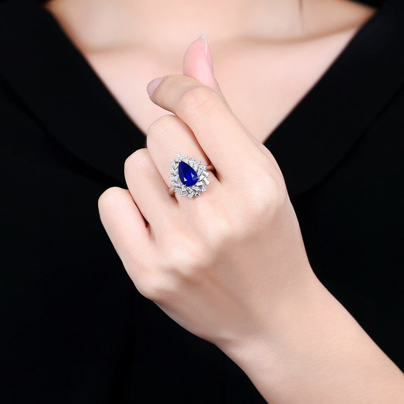 14k Gold 3.93 Ctw Natural Sapphire & Diamond Ring/pendant( Without Chain ) - 6