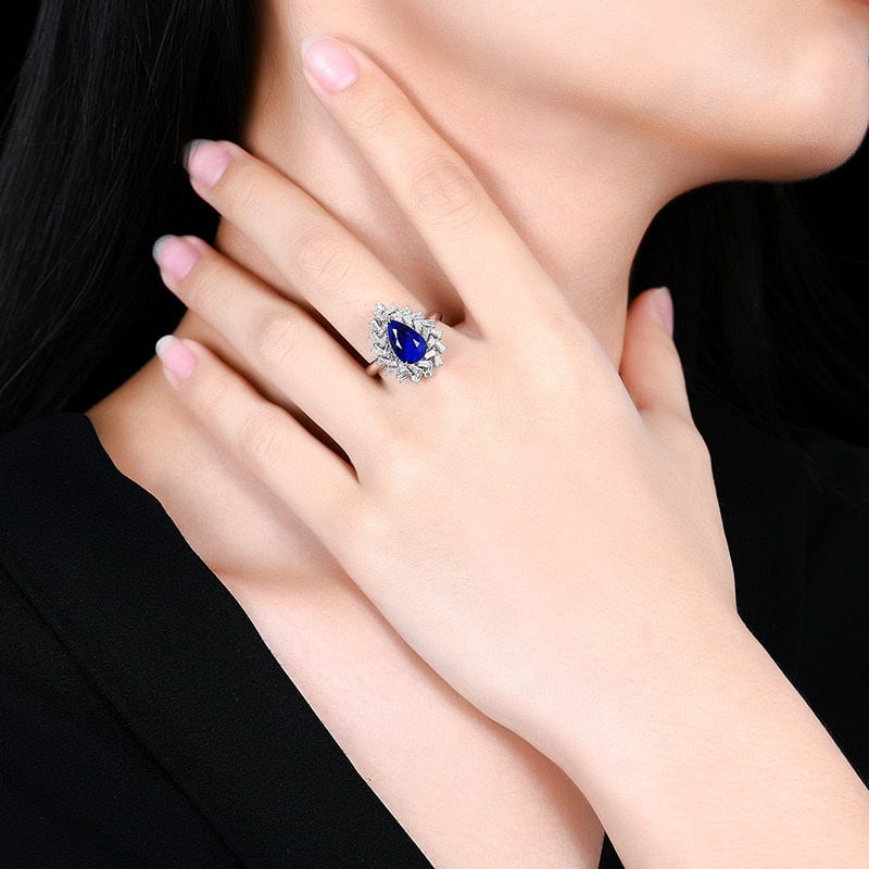 14k Gold 3.93 Ctw Natural Sapphire & Diamond Ring/pendant( Without Chain ) - 7