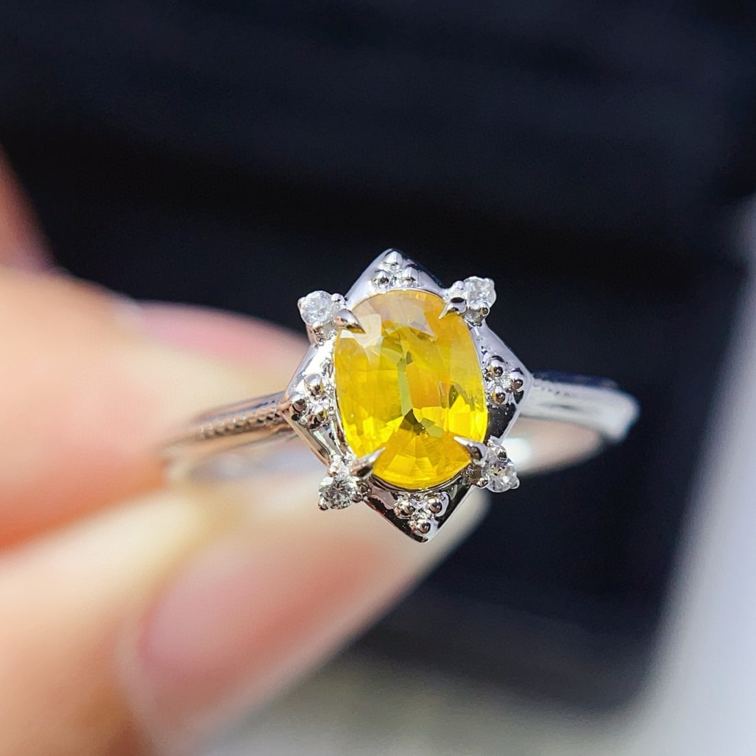 14k Gold 1.10 Ct Natural Sapphire & Sapphire Ring - 4