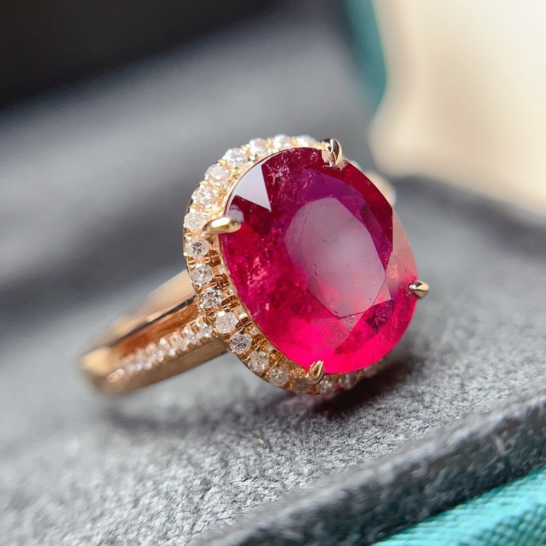 14k Gold 2.65 Ct Natural Tourmaline & Diamond Ring - 2