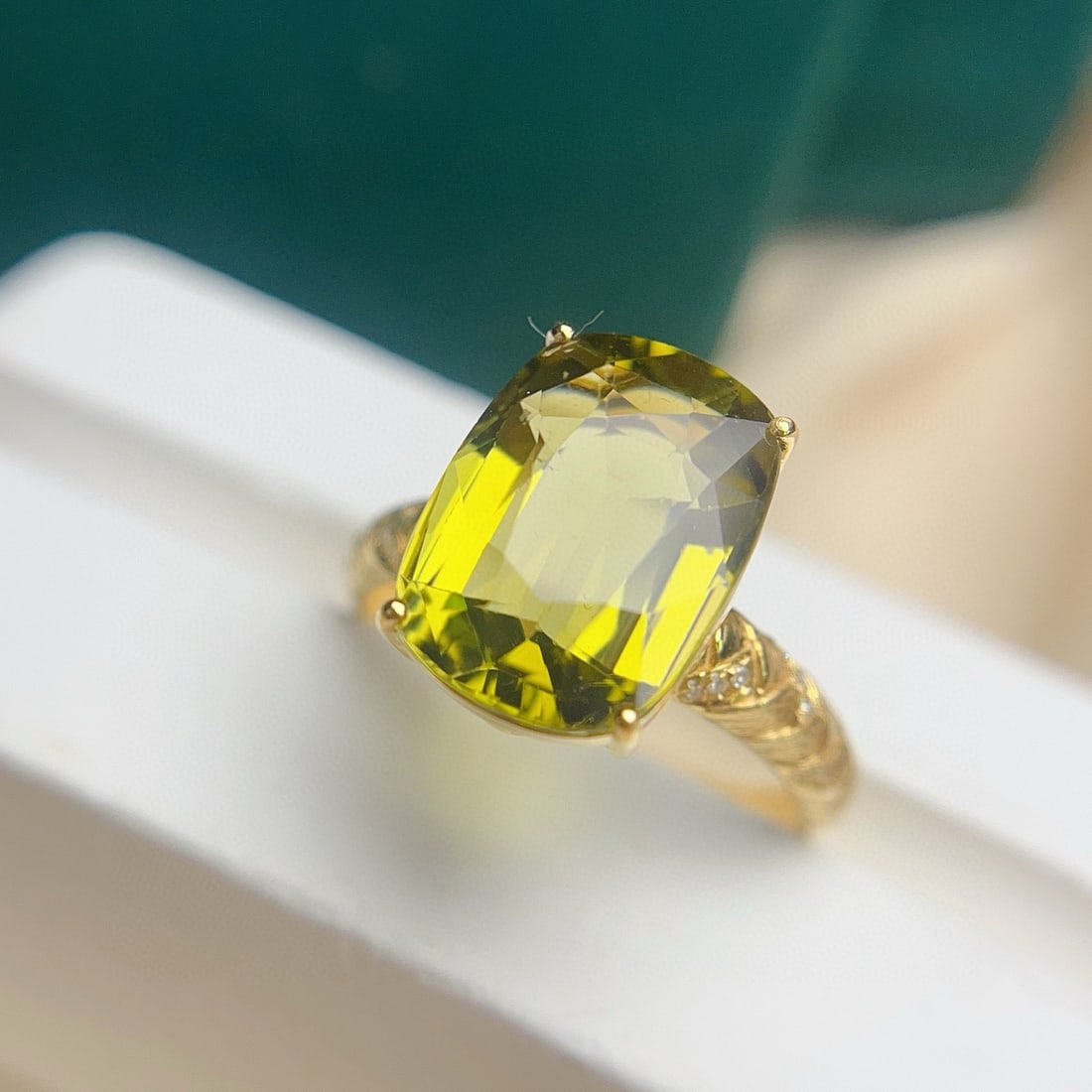 14k Gold 6.65 Ct Natural Tourmaline & Diamond Ring - 2