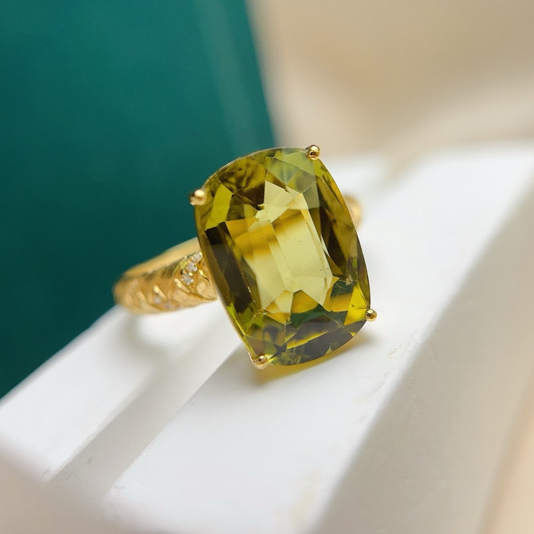 14k Gold 6.65 Ct Natural Tourmaline & Diamond Ring - 5