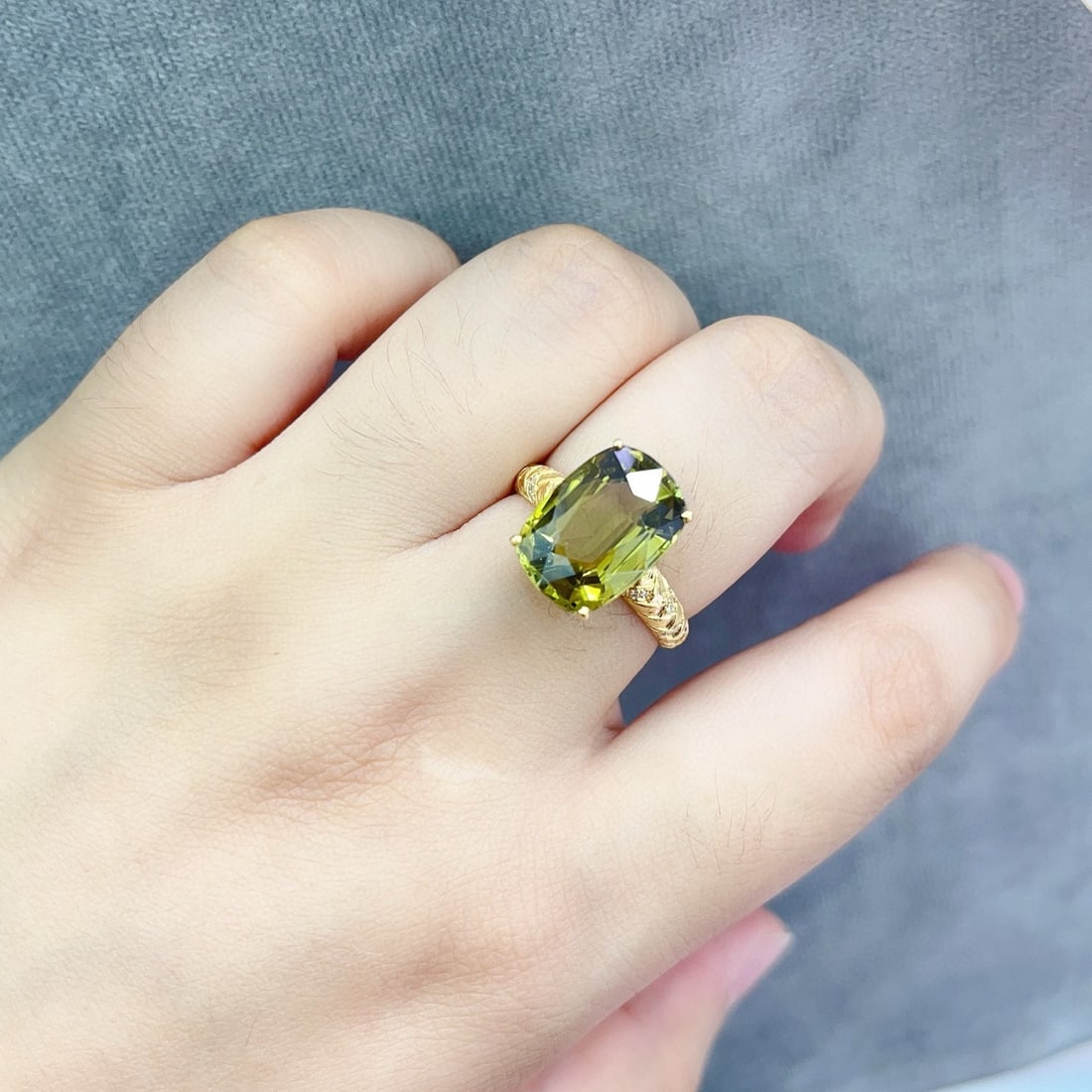 14k Gold 6.65 Ct Natural Tourmaline & Diamond Ring - 6