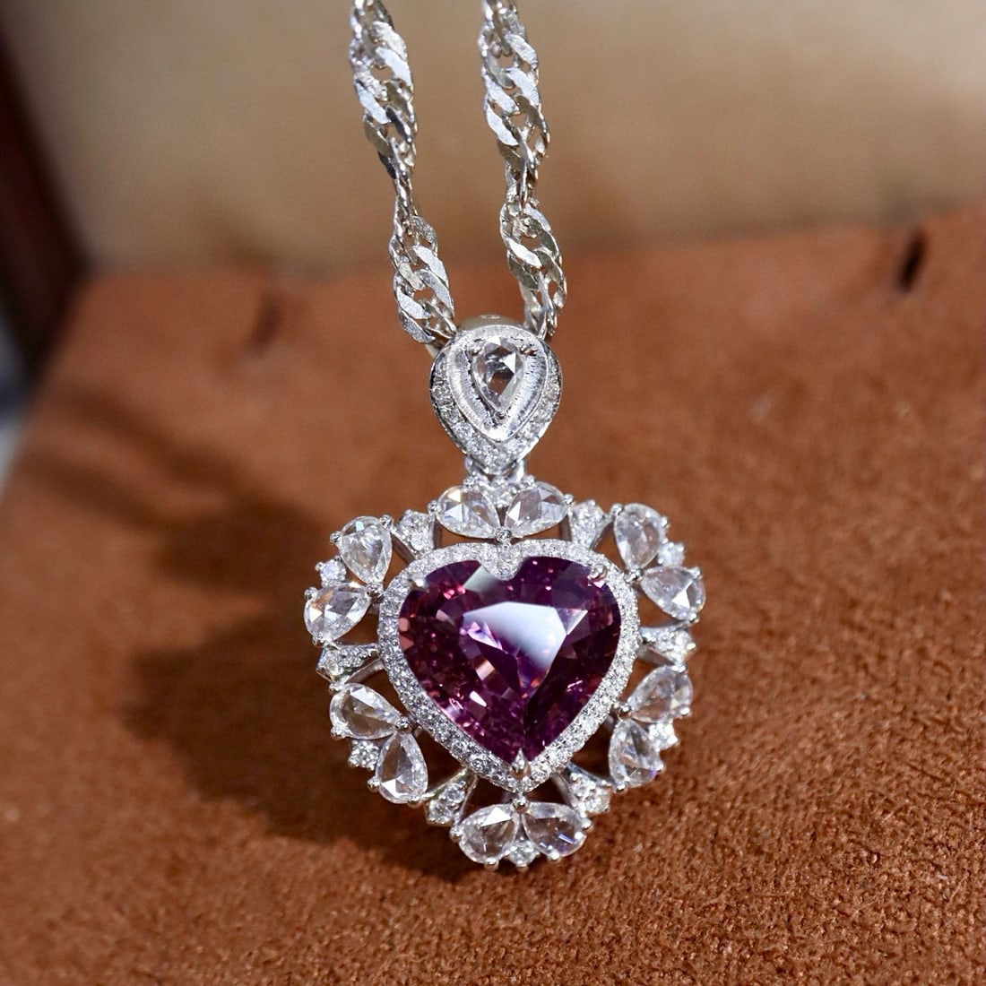 14k Gold 2.65 Ctw Natural Sapphire & Diamond Pendant( Without Chain ) - 4