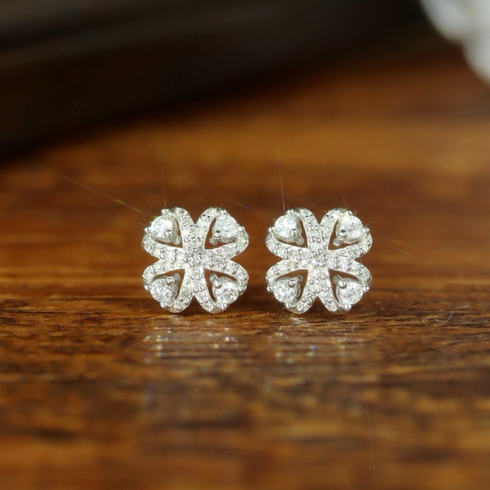 14k Gold 0.40 Ct Natural H Diamond Earrings: Ref:231056330 // gold content:14k gold // main gemstone:diamond // shape:round // carat weight:0. 40ct // clarity grade:vs-si // color:h // treatment:natural // cut grade:g // Condition: New High